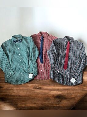 TFW Christmas Boys Long Sleeve Shirt + Tie Set (Set of 3)-Size Large (14/16)